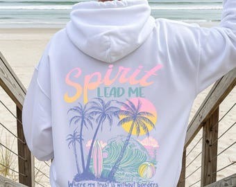 Beach Faith Hoodie, Faith Guided Journey Hoodie, Retro Coastal Christian Hoodie, Inspirational Believer Gift Hoodie