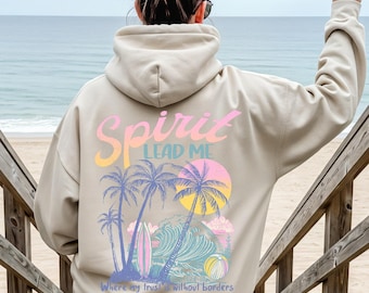 Inspirational Believer Gift Hoodie, Beach Faith Hoodie, Faith Guided Journey Hoodie, Retro Coastal Christian Hoodie