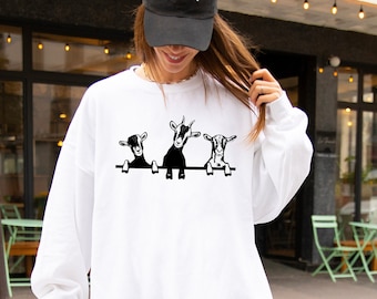 Funny Goat Sweatshirt, Goats Sweatshirt, Animal Sweatshirt, Farmer Girl Sweatshirt,Funny Goat Kid Sweatshirt,Curious Goat Shirt,Animal Lover