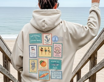 Vintage Seaside Memories Hoodie, Coastal Summer Graphic Hoodie, Retro Beach Vacation Top Hoodie, Ocean Inspired Gift Hoodie