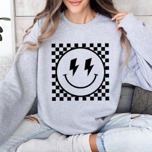 Checkered sleeve sweatshirt deals
