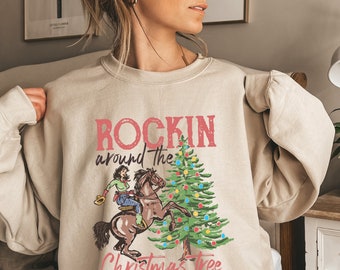 Rockin Around the Christmas Tree Sweatshirt,Cowboy Christmas Sweater,Western Christmas Gift,Country Girl Tee,Cowgirl Shirt,If I Was A Cowboy