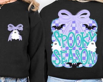 Cute Ghost Bow Sweatshirt, Coquette Halloween Sweater, Spooky Season Sweater, Pink Fall Graphic Sweater, Soft Autumn Sweater