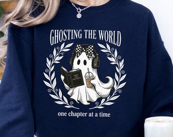 Ghost Reading Sweater, Funny Book Lover Swearshirt, Spooky Fall Reading Sweater, Introvert Bookworm Gift, Halloween Reader Sweater