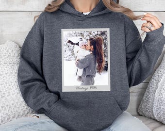 Custom Vintage Photo And Year Hoodie, Personalized Family Picture Hoodie, Custom Christmas Gifts, Custom Birthday Gifts, Family Holiday Gift