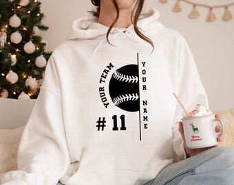 Custom Softball Hoodie, Personalized Softball Name Number Hoodie, Softball Team Name Hoodie,Softball Player,Softball Mom Gift,Softball Lover