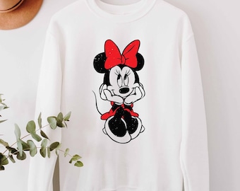Classic Minnie Mouse Sweatshirt,Cute Vintage Portrait Sweatshirt Retro Disney Trip Sweatshirt,Vintage Minnie Sweatshirt,Disney Vacation Trip