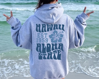 Hawaii Hibiscus Flower Hoodie, Aloha State Hoodie,Hawai Family Vacation Matching, VSCO Girls, Aesthetic Flowers Hoodie, Hawaii Woman Hoodie