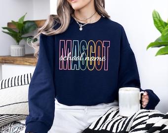 Personalized School Spirit Sweatshirt, Custom Mascot Sweater, Teacher Student Gift Sweater, School Pride Sweater