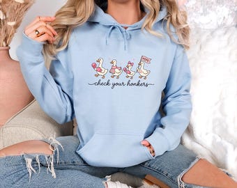 Funny Pink Goose Hoodie, Breast Cancer Hope Hoodie, Support Gift for Survivor, October Awareness Hoodiefor Women