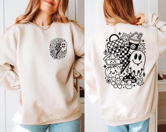 Cute Pumpkin Season Sweatshirt, Retro Autumn Graphic Sweater, Vintage Harvest Sweater, Groovy Fall Pumpkin Sweater, Cozy Seasonal Sweater