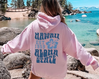Hawaii Hibiscus Flower Hoodie, Aesthetic Flowers Hoodie, Aloha State Hoodie,Hawai Family Vacation Matching, VSCO Girls, Hawaii Woman Hoodie