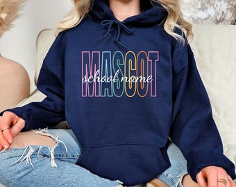Custom School Pride Hoodie, Personalized Mascot Hoodie, Back To School Gift Hoodie, Teacher Appreciation Hoodie