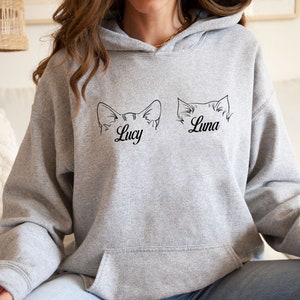 Custom Cat Mom Hoodie, Cat Ears Hoodie,Custom Cat Dad Hoodie,Cat Mom Dad Hoodie,Gift For Cat Mom,Cute Kitten Ears Hoodie,Cat Breeds Hoodie
