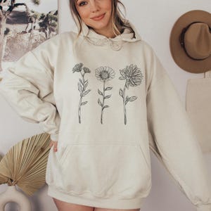 Vintage Flowers Hoodie,Wildflowers Hoodie, Boho Cottagecore Hoodie,Botanical Hoodie, Fairycore Gift Garden Lover,Plant Hoodie,Floral Hoodie