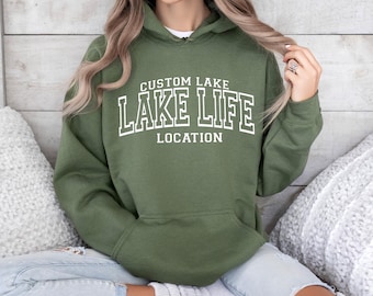 Custom Lake Life Hoodie, Outdoor Adventure Sweatshirt, Nature Lover Pullover, Fishing Hiking Camping Hoodie, Personalized Lake Life Gift