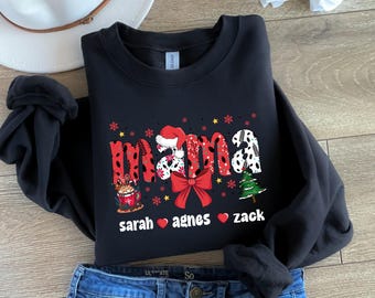Custom Christmas Mama Sweatshirt, Custom Mama Sweatshirt With Kids Name, Christmas Mama Sweatshirt, Christmas Mom Sweatshirt, Gift For Mom