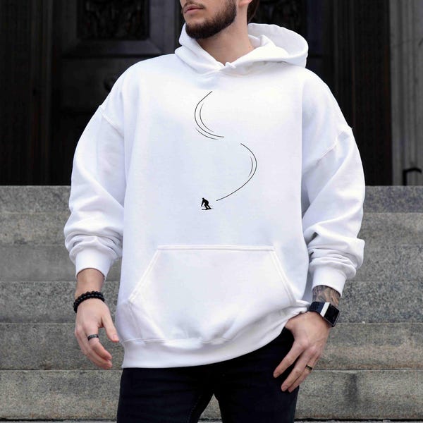 Skiing Lines Hoodie, Skiing Long Sleeve Hoodie, Winter Sports Hoodie, Snow Sports Hoodie, Hoodies Gift For Ski Lover, Ski Lover Hoodie