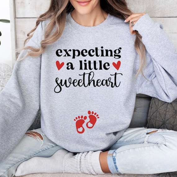 Expecting Little Sweetheart Sweatshirt, Valentine's Day Pregnant Sweatshirt, Maternity Sweatshirt, Pregnancy Gift, Baby Announcement Gift