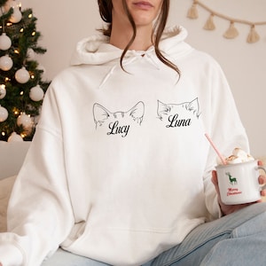 Custom Cat Ears Hoodie, Cat Ears Hoodie,Custom Cat Name Hoodie,Cat Mom Dad Hoodie,Gift For Cat Mom,Cute Kitten Ears Hoodie,Cat Breeds Hoodie