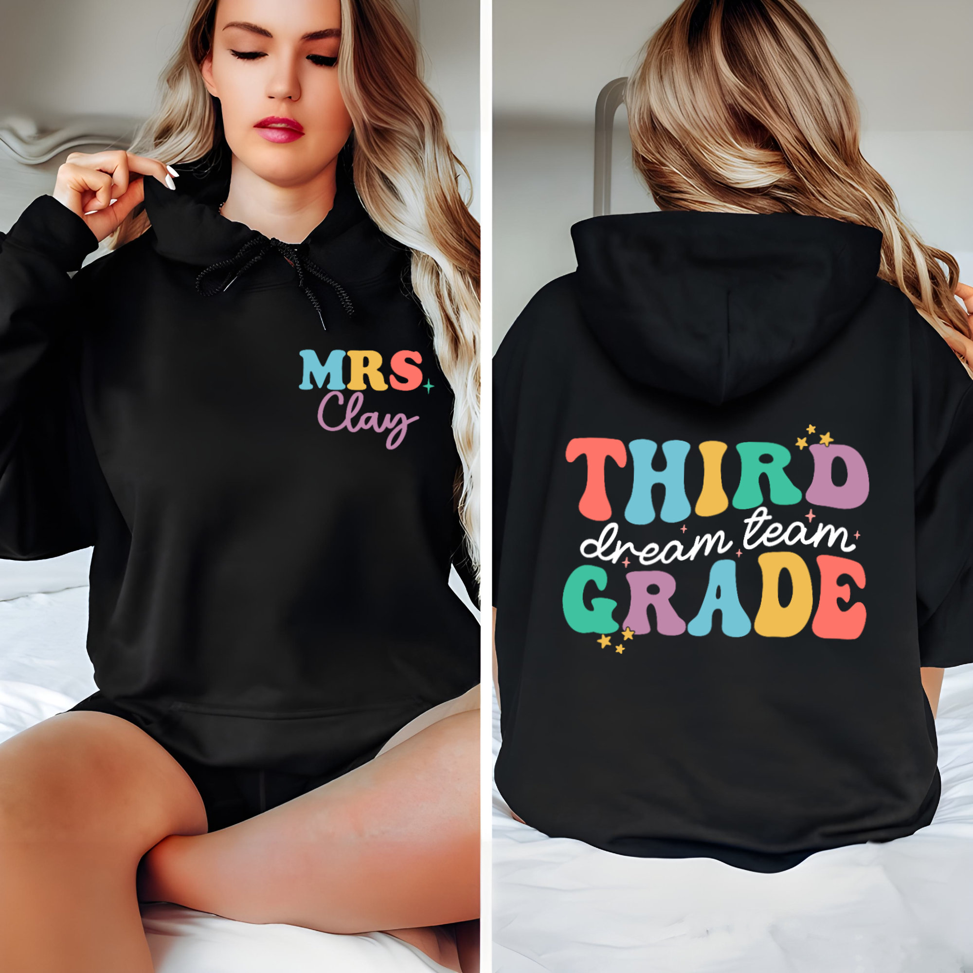 Sudadera con capucha personalizada con nombre del maestro, sudadera con capucha del Dream Team de tercer grado, sudadera con capucha para maestros de 3er grado, regalo personalizado de regreso a la escuela, regalo del equipo de tercer grado