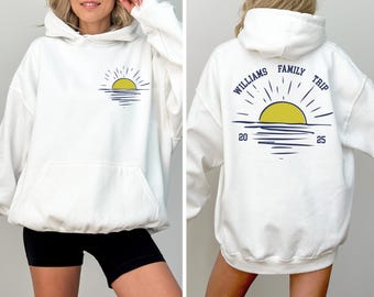 Sudadera con capucha personalizada para vacaciones familiares en la playa, sudadera con capucha personalizada para viajes familiares, sudadera con nombre familiar, sudadera con capucha a juego para toda la familia, sudadera con capucha para viajes familiares a la playa
