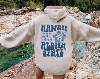 Hawaii Hibiscus Flower Hoodie, Aloha State Hoodie,  Aesthetic Flowers Hoodie,Family Vacation Matching Group, VSCO Girls,Trendy Hawaii Hoodie