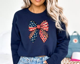 America Bow Sweatshirt,Coquette Usa Sweatshirt, Independence Day, 4th Of July,Patriotic Sweatshirt, Freedom Sweatshirt,Memorial Day Gift