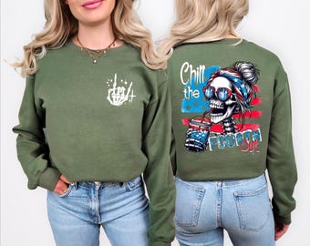 Funny Skeleton Fourth of July Sweatshirt, Retro USA Independence Day Sweatshirt, Patriotic Summer Graphic Sweatshirt