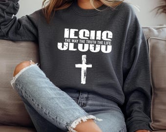 Cross Sweatshirt,Faith Cross Sweatshirt,Christian Unisex,Cross Man Woman Sweatshirt,Faith Gift,Christian Sweaters,Gift For Him,Gift For Her