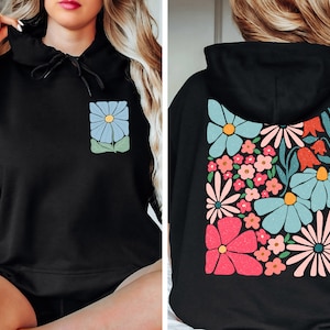 Wild Flowers Hoodie, Boho Flowers Hoodie, Flower Woman Hoodie,Gift for Flower,Trendy Nature Hoodie,Flower Lovers Hoodie,Ladies Garden Hoodie
