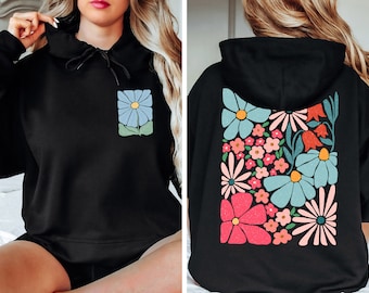 Wild Flowers Hoodie, Boho Flowers Hoodie, Flower Woman Hoodie,Gift for Flower,Trendy Nature Hoodie,Flower Lovers Hoodie,Ladies Garden Hoodie
