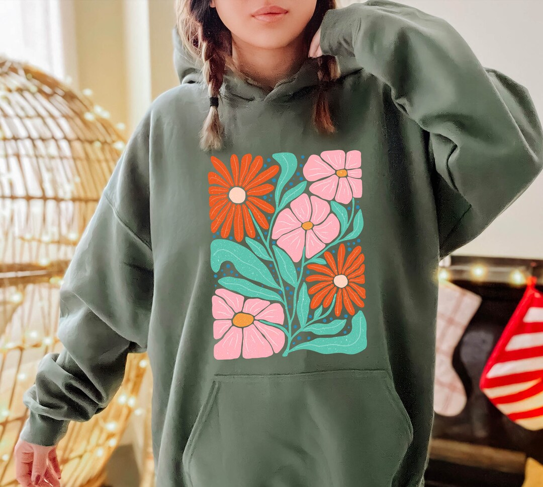 Boho Wildflower Hoodie, Boho Flowers Hoodie,floral Woman Hoodie ...