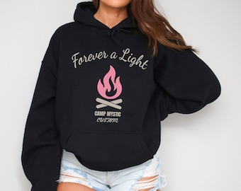 Forever a Light Camp Mystic Hoodie, Custom Camp Memory Hoodie, Personalized Summer Camp Hoodie, Custom Name Date Hoodie, Lake Camping Hoodie