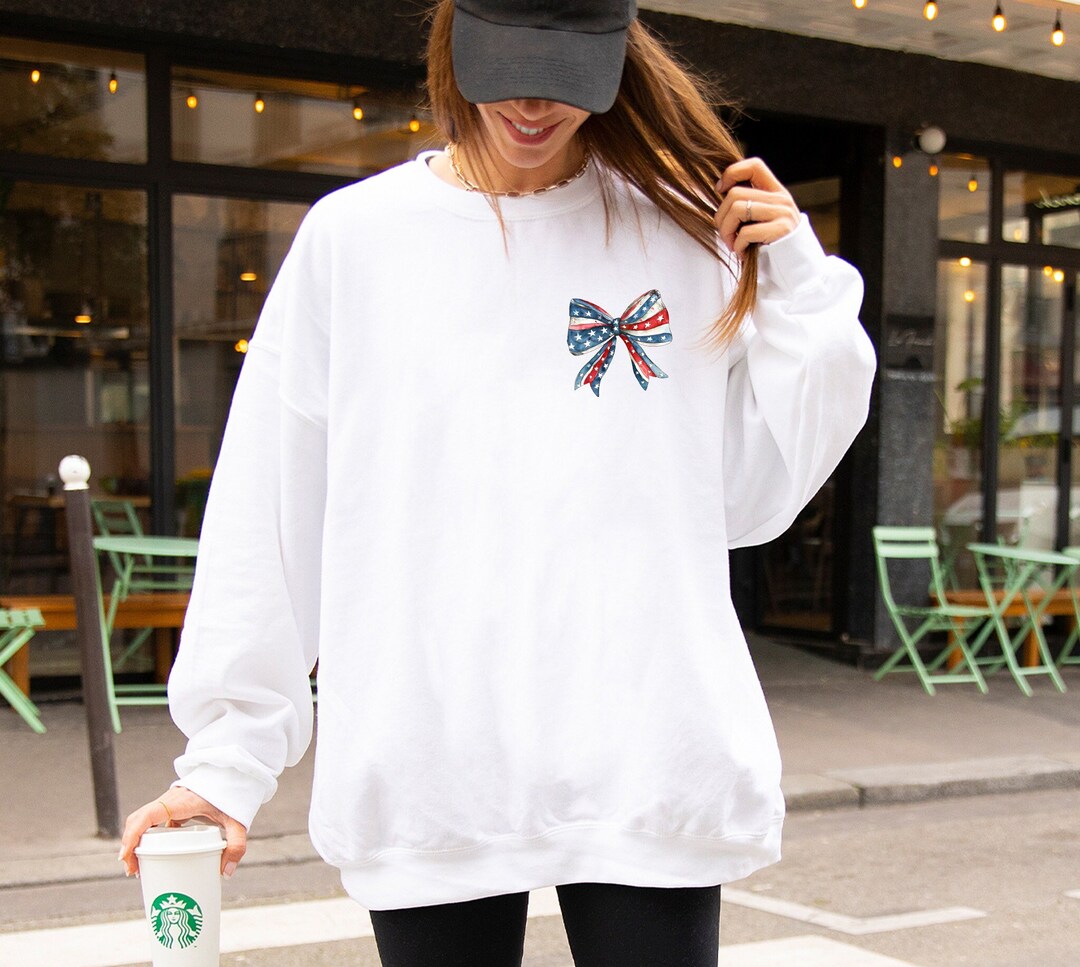 Embroidered American Flag Bow Sweatshirt main image 1