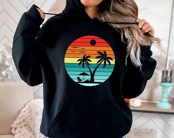 Retro Summer Hoodie, Retro Sunset Rays Wavy  Hoodie, Retro Sunshine  Hoodie, Sunset  Hoodie, Retro Summer Time Hoodie, Sunset Lovers Gifts