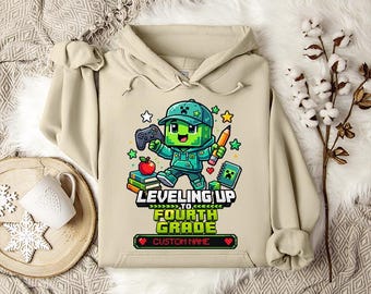 Custom Gamer Hoodie, Personalized Name and Grade Hoodie, Back to School Hoodie, Kids Game Lover Hoodie, First Day School Hoodie