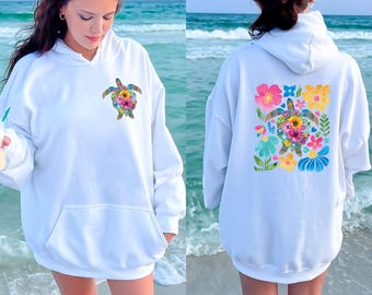 Sudadera de verano con estampado de tortuga marina, sudadera de verano con tortugas, sudadera estética de verano 2025, sudadera de playa, sudadera de verano para mujer, sudadera de playa náutica