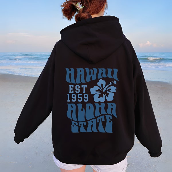 Hawaii Hibiscus Flower Hoodie, Aloha State Hoodie,  Aesthetic Flowers Hoodie,Family Vacation Matching Group, VSCO Girls,Trendy Hawaii Hoodie