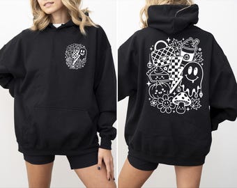 Vintage Pumpkin Graphic Hoodie, Retro Harvest Hoodie, Autumn Leaves Hoodie, Cozy Fall Season Hoodie, Cute Fall Outfit Hoodie