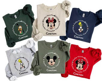 Custom Disney Family Vacation Sweatshirt,Mickey and Friends Sweatshirt, Personalized Disney Group Sweatshirt,Disneyland Vacation Sweatshirt