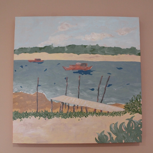 Peinture originale sur toile paysage bassin d’arcachon