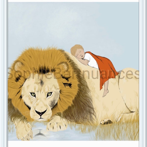 poster personnalisable enfant, le lion