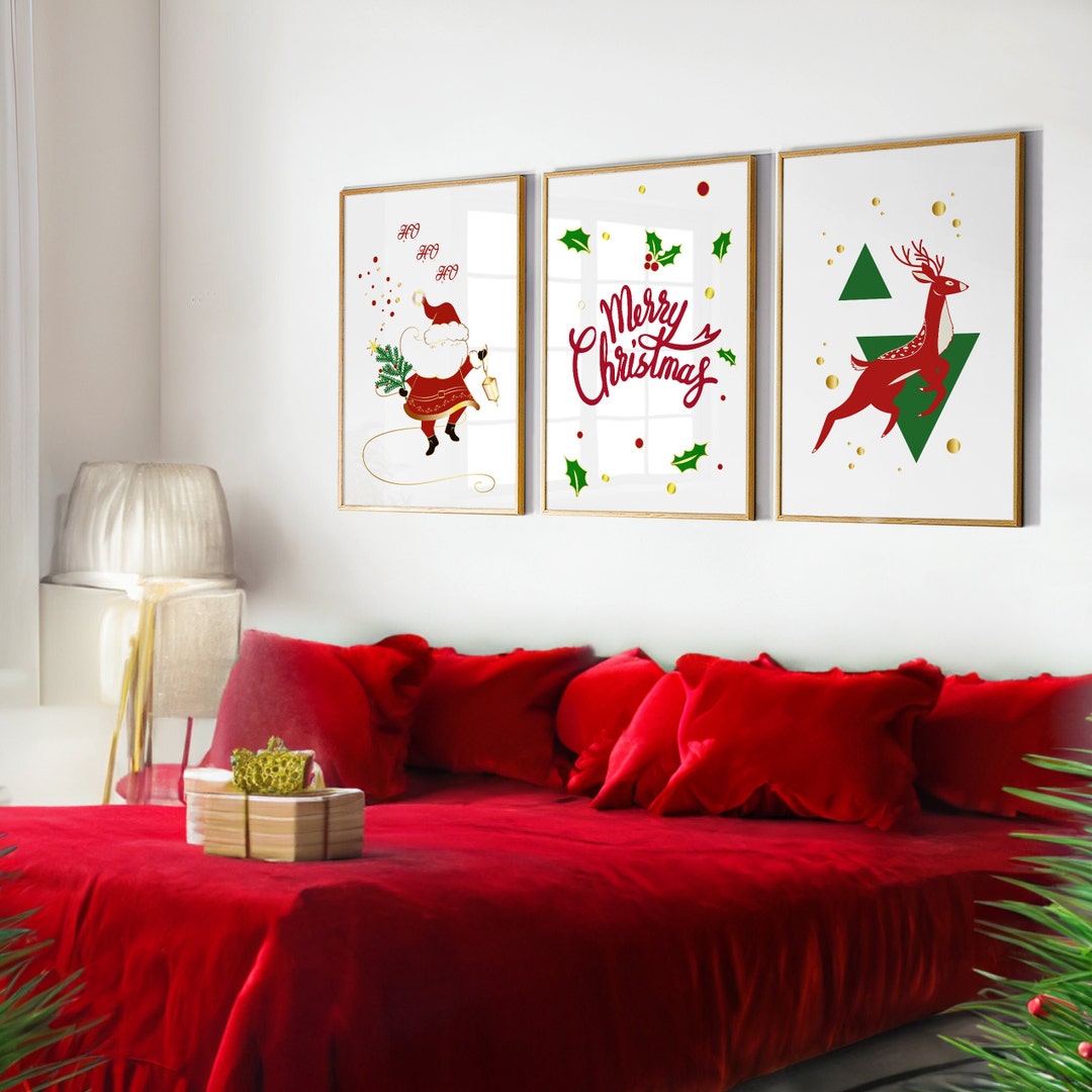 Gallery Set of 3 Christmas Wall Art Christmas Decorations Etsy UK