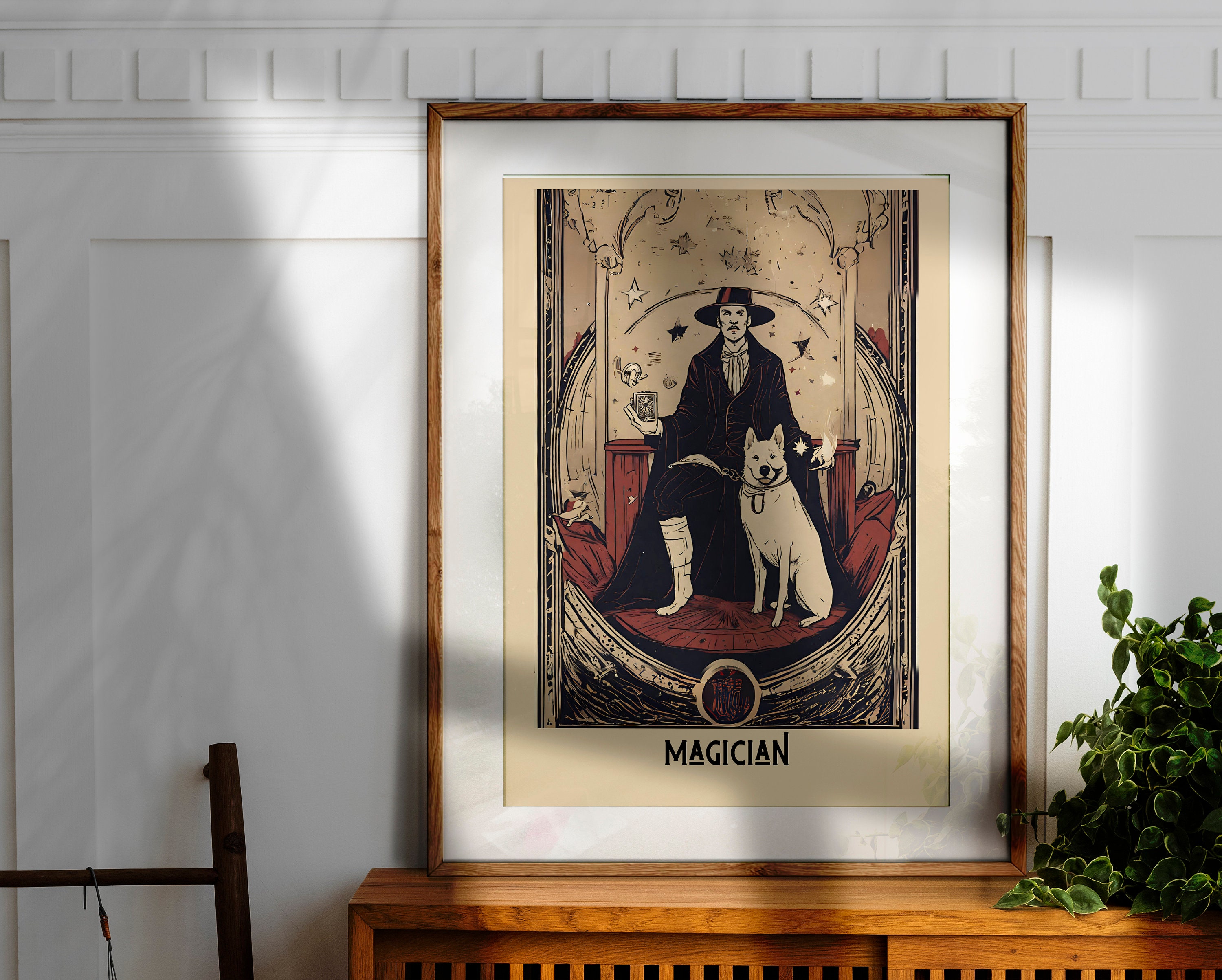 Impression Murale Carlin Mignon - Style Tarot Céleste Et Mystique - Encadré