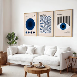 Blue Bauhaus Art Print Set: Trendy Wall Decor (Digital Download)