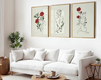 Abstrakte Frau Kunstdrucke: Abstrakter Körper und Blumen