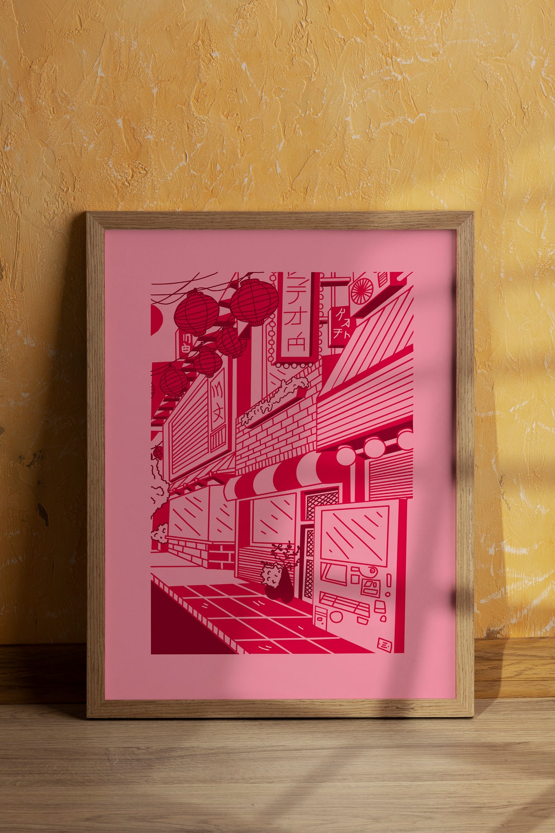 Pink Japanese Wall Art, Pink Gallery Wall Art, Japanese Wall Art