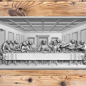 Last Supper with Jesus and Disciples - Religious Laser-Ready Digital Design File for Wood Engraving (Glowforge)