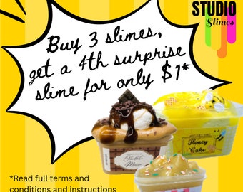 SLIME OFFER: Buy 3 8oz slimes to get a 4th surprise 8oz slime for only a dollar